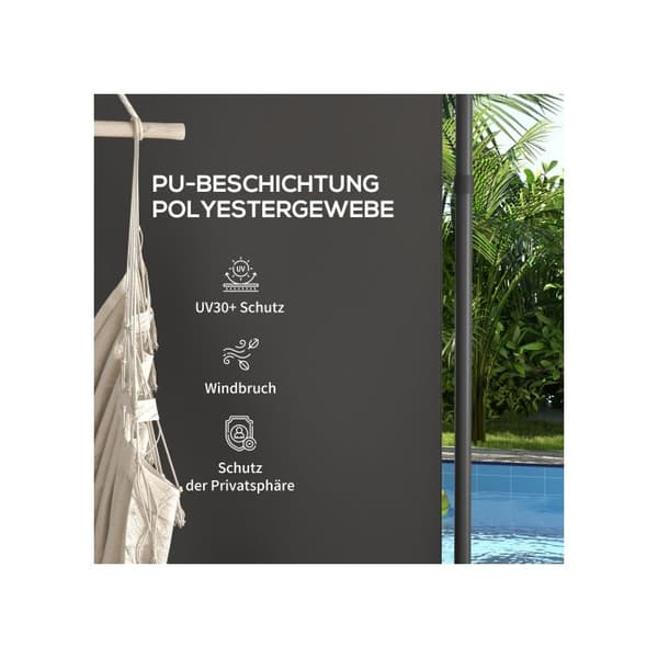 Outsunny Store vertikal Balkongmarkis retrakbar 120x220-310 cm, alla väder, med vev Mörkgrå polyester
