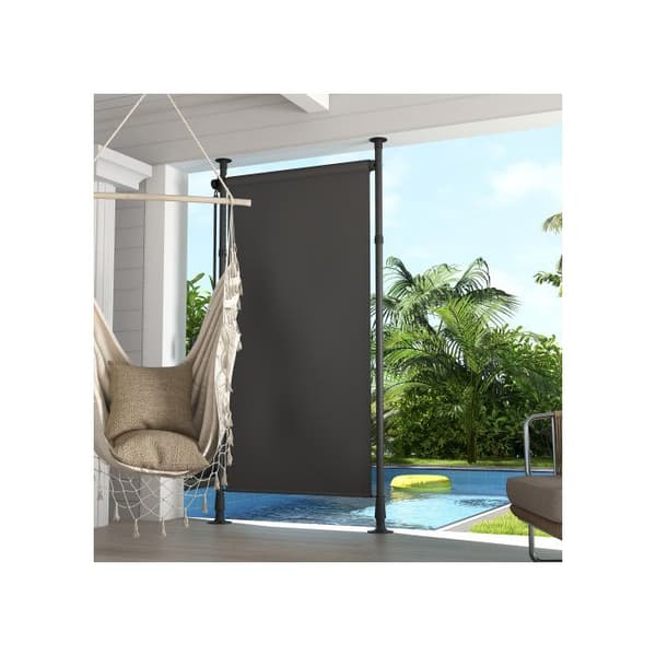 Outsunny Store vertikal Balkongmarkis retrakbar 120x220-310 cm, alla väder, med vev Mörkgrå polyester