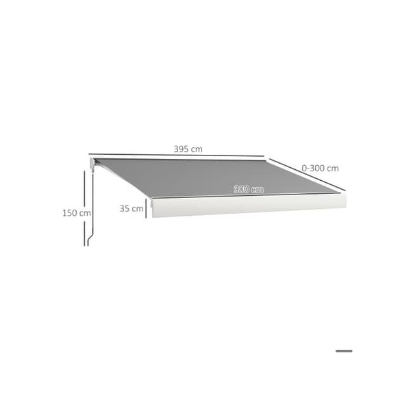 Outsunny Markisbutik 4m motoriserad med vev och fjärrkontroll, balkongmarkis i ljusgrått aluminium.