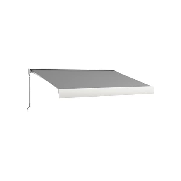 Outsunny Markisbutik 4m motoriserad med vev och fjärrkontroll, balkongmarkis i ljusgrått aluminium.