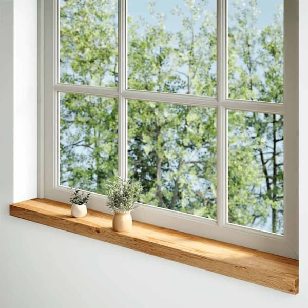 vidaXL Fönsterbänkar 2 st ljusbrun 140x15x2 cm massiv ek