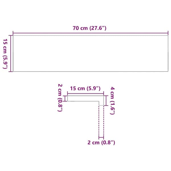 vidaXL vindueskarme 2 stk ubehandlet 70x15x2 cm massivt egetræ