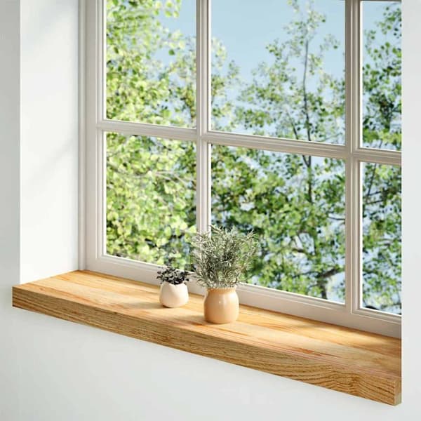 Fönsterbänkar 2 st ljusbrun 70x20x2 cm massiv ek