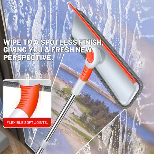Enkel rengjøring med den innovative glassviskeren (3-seksjonsstang og 2 kluter) Hvit0
