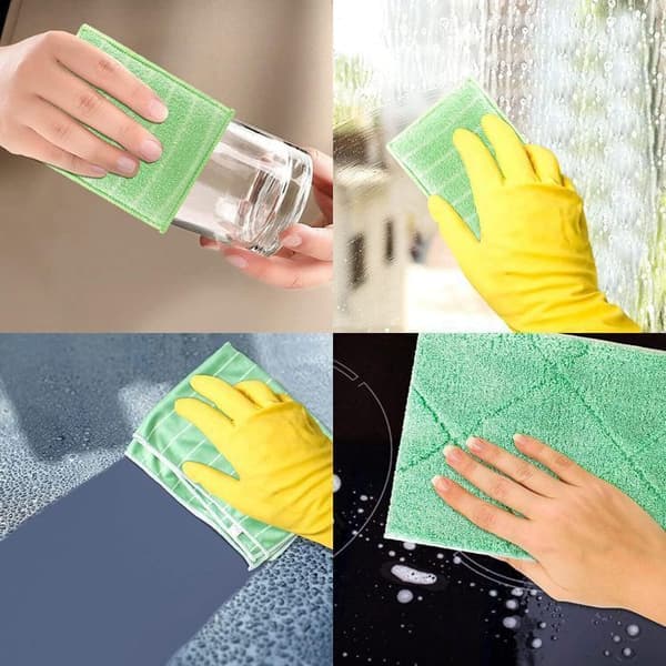Set med 6 Bambu mikrofiberduk för Windows Speglar Kakel Karosser Hushållsbadrum