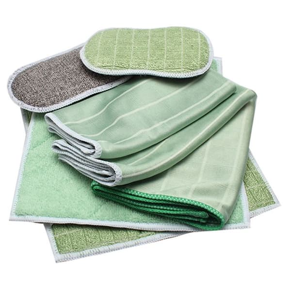Set med 6 Bambu mikrofiberduk för Windows Speglar Kakel Karosser Hushållsbadrum