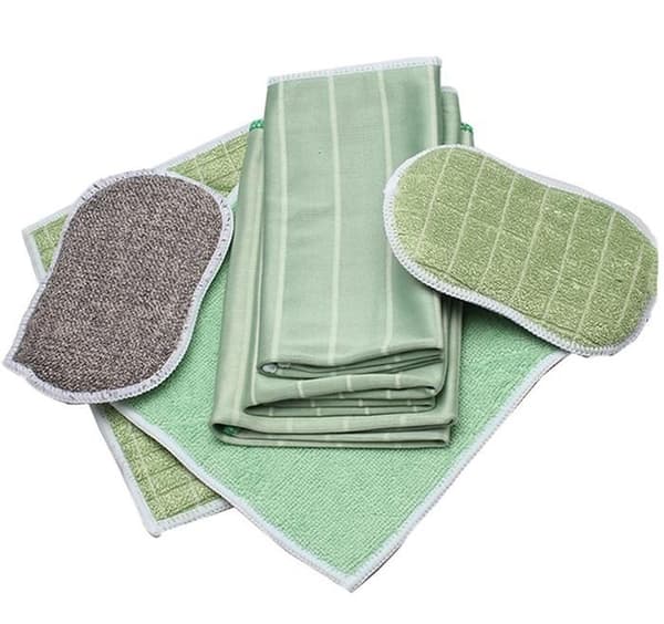 Set med 6 Bambu mikrofiberduk för Windows Speglar Kakel Karosser Hushållsbadrum