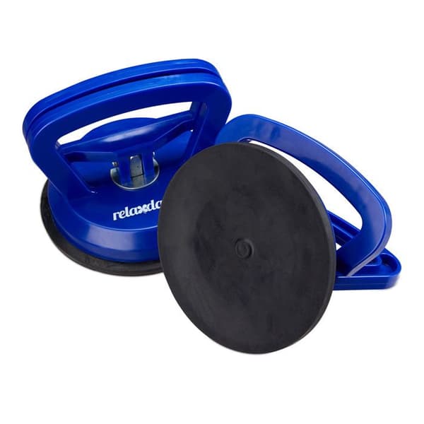Relaxdays sugpropp fönster set om 2, transport av fönster, plattor &amp; skivor, lastkapacitet upp till 45 kg, Ø12 cm, blå