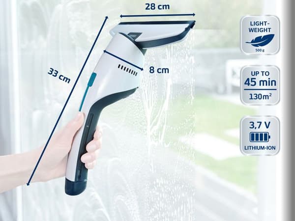Fönsterputsare och badrum Leifheit Nemo 51035, elektrisk fönsterputsare med vattentätt hölje och väggfäste, vit