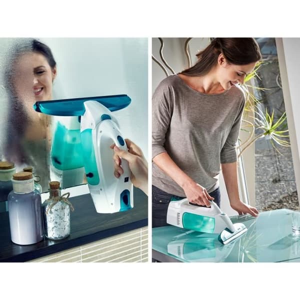 Leifheit Dry & Clean 51003 ikkunaimuri kahvalla ja märkäpyyhkimellä, sarja raidatonta puhdistusta varten, 38 minuutin käyttöaika