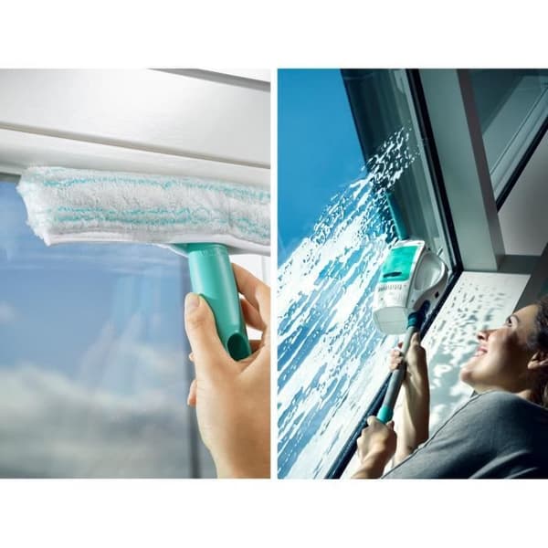 Leifheit Dry & Clean 51003 ikkunaimuri kahvalla ja märkäpyyhkimellä, sarja raidatonta puhdistusta varten, 38 minuutin käyttöaika
