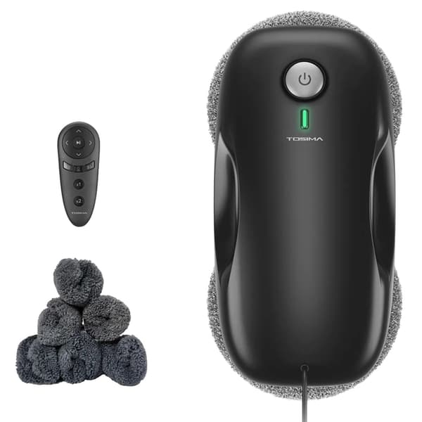 TOSIMA W2 Fönsterputsrobot, Upp till 3800Pa Sugkraft, Smart Hinderdetektering,TOSIMA W2