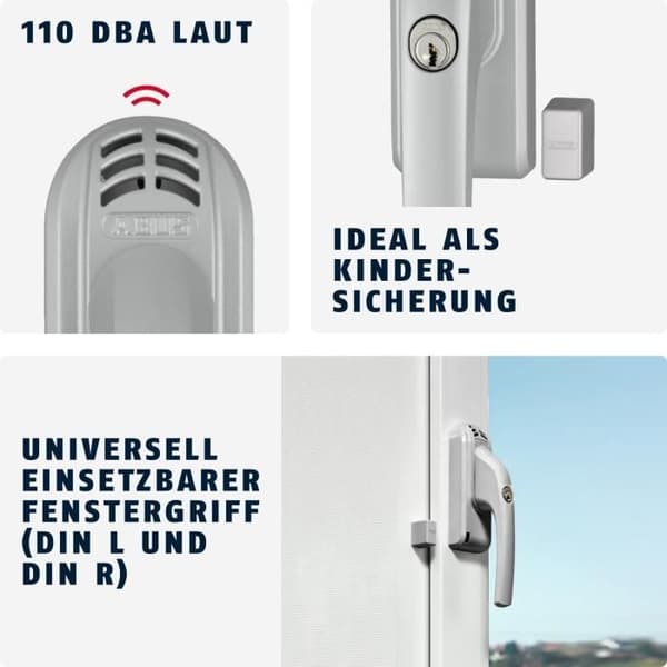 ABUS Fönsterhandtag med Lås FG300A AL0145 - Med Tryckcylinder och Larmfunktion - Säkerhetsnivå 7 - Silver