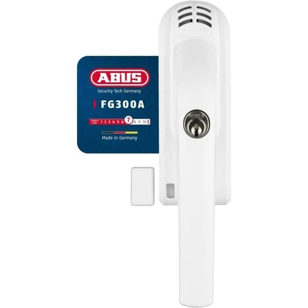 ABUS Fönsterhandtag med lås FG300A AL0145 - Med tryckcylinder och alarmfunktion - Vit