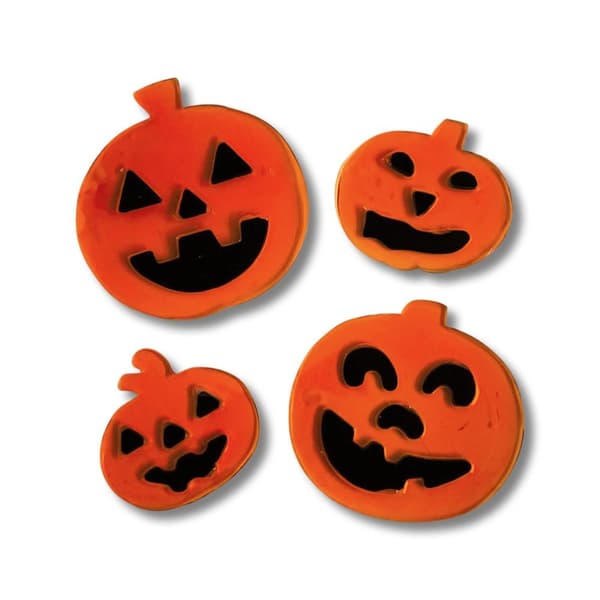 Vinduesdekoration af 4 græskar Halloween orange selvklæbende