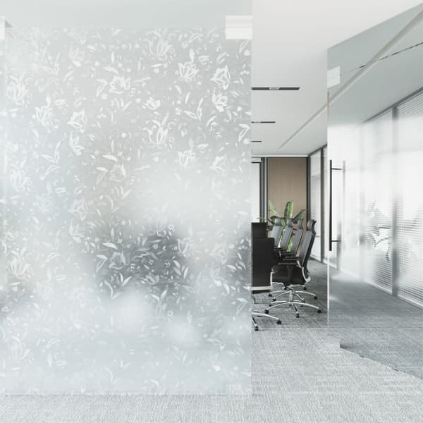 vidaXL Fönsterfilm frostad blommönster 90x500 cm PVC