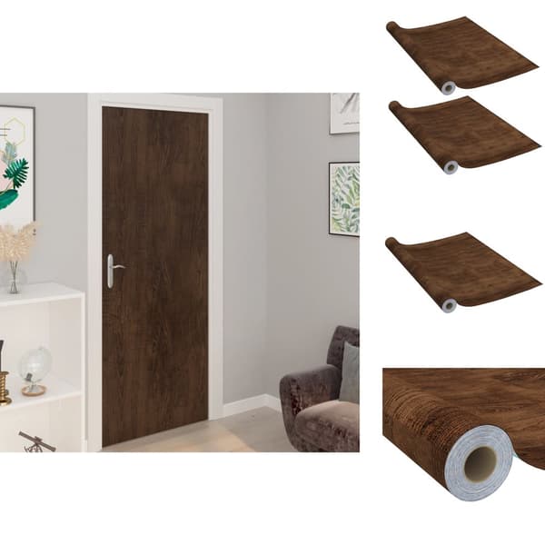 Vinduesfilm - Living selvklæbende folie til døre 2 stk. 210x90 cm PVC mørk eg