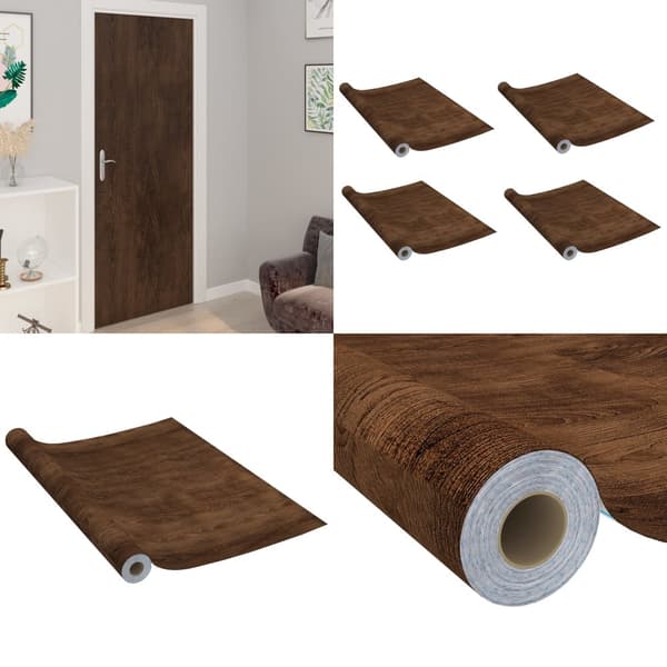 Selvklæbende dørfolie 4 stk. 210x90 cm PVC mørkt egetræ - Dørfolie - Folie Til Dør - Home & Living