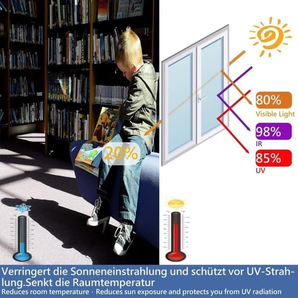 Solbeskyttelse og UV-beskyttelse selvklæbende vinduesfilm, spejlreflekterende design til beskyttelse af privatlivets fred