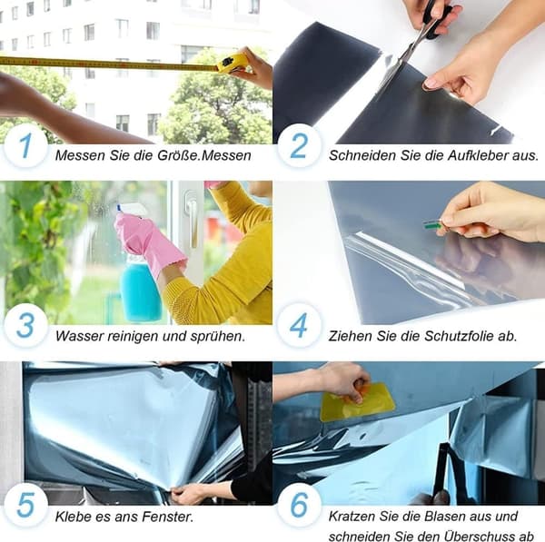 Selvklæbende vinduesfilm til solbeskyttelse og UV-beskyttelse, spejlreflekterende design, beskytter privatlivets fred og blokerer varme og UV-stråling