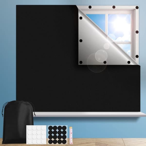 Lollanda Bærbart 100% mørklægningsgardin med sugekopper, UV-beskyttelse, nem installation til soveværelsesvinduesafdækning, Hjem og rejser 100x145cm