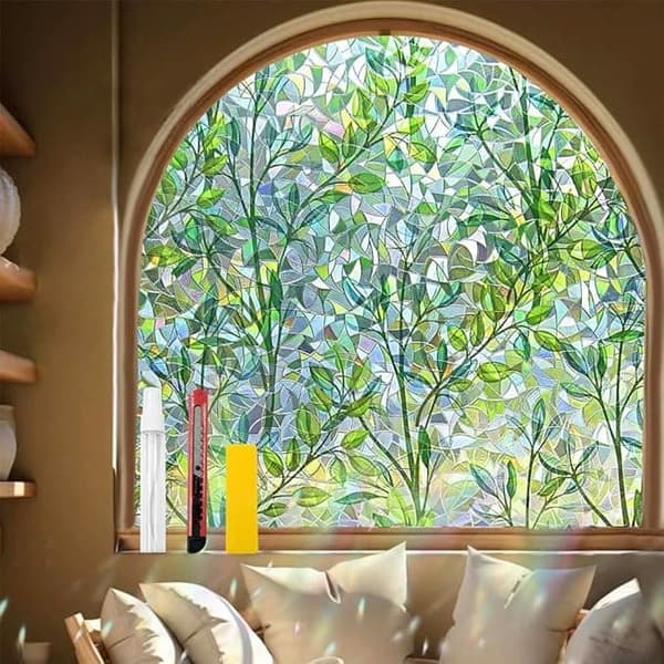 OBOSOE Självhäftande fönsterfilm för solskydd och UV-skydd,Färgad Glasfilm,ogenomskinlig design för integritetsskydd