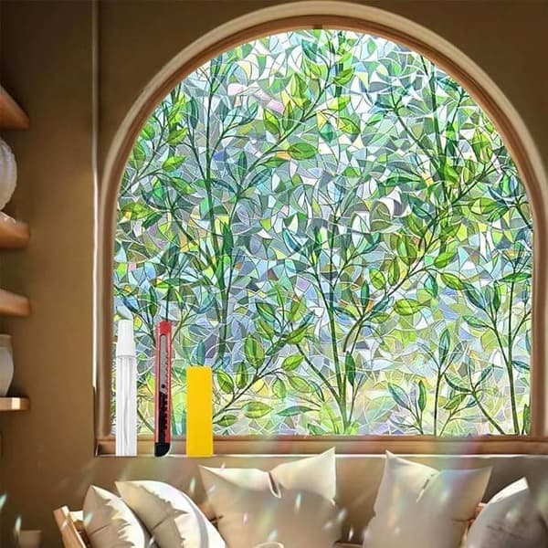 OBOSOE Självhäftande fönsterfilm för solskydd och UV-skydd，Färgad Glasfilm，ogenomskinlig design för integritetsskydd