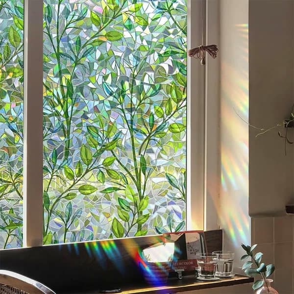 OBOSOE Självhäftande fönsterfilm för solskydd och UV-skydd,Färgad Glasfilm,ogenomskinlig design för integritetsskydd