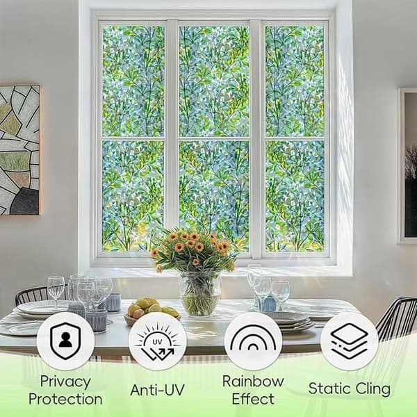 OBOSOE Självhäftande fönsterfilm för solskydd och UV-skydd,Färgad Glasfilm,ogenomskinlig design för integritetsskydd