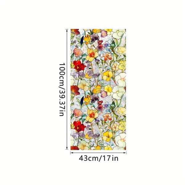 OBOSOE Fönsterfilm med blommor – frostad statisk integritetsskyddsfilm med solskydd, självhäftande glasfilm 43x100 cm