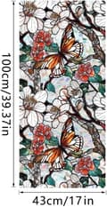 Miniatyrbild 5 av 6: OBOSOE Fönsterfilm med blommor – frostad statisk integritetsskyddsfilm med solskydd, självhäftande glasfilm 43x100 cm