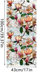 Miniatyrbild 6 av 6: OBOSOE Fönsterfilm med blommor – frostad statisk integritetsskyddsfilm med solskydd, självhäftande glasfilm 43x100 cm