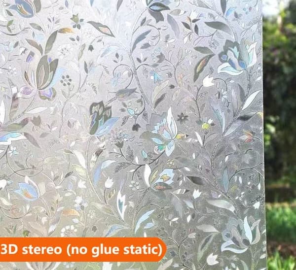 OBOSOE 3D Fönsterfilm – Statisk Integritetsskydd 60 x 200 cm, UV-Skydd Självhäftande fönsterfilm, ogenomskinlig 60x200cm-D