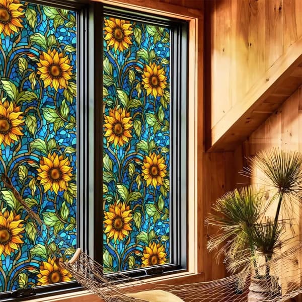 OBOSOE Solros Fönsterfilm 2-pack – Statisk Insynsskydd & UV-skydd för Badrum 45×100 cm