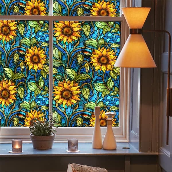 OBOSOE Solros Fönsterfilm 2-pack – Statisk Insynsskydd & UV-skydd för Badrum 45×100 cm
