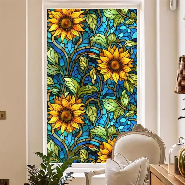 OBOSOE Solros Fönsterfilm 2-pack – Statisk Insynsskydd & UV-skydd för Badrum 45×100 cm