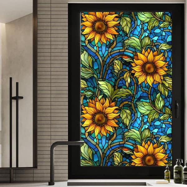 OBOSOE Solros Fönsterfilm 2-pack – Statisk Insynsskydd & UV-skydd för Badrum 45×100 cm