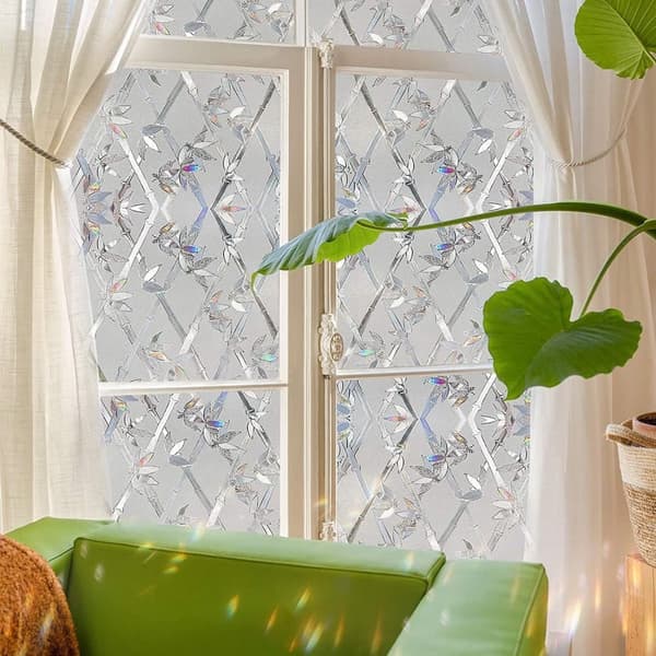 Lollanda Window Film – 3D-kasviaihe värillisellä lasiefektillä, koristeellinen ja yksityisyyttä suojaava ikkunatarra