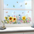 Miniatyrbillede 7 af 9: Lollanda Floral Sunflower Window Decal – genanvendelig og nem at installere, dekorativ til glasvinduer