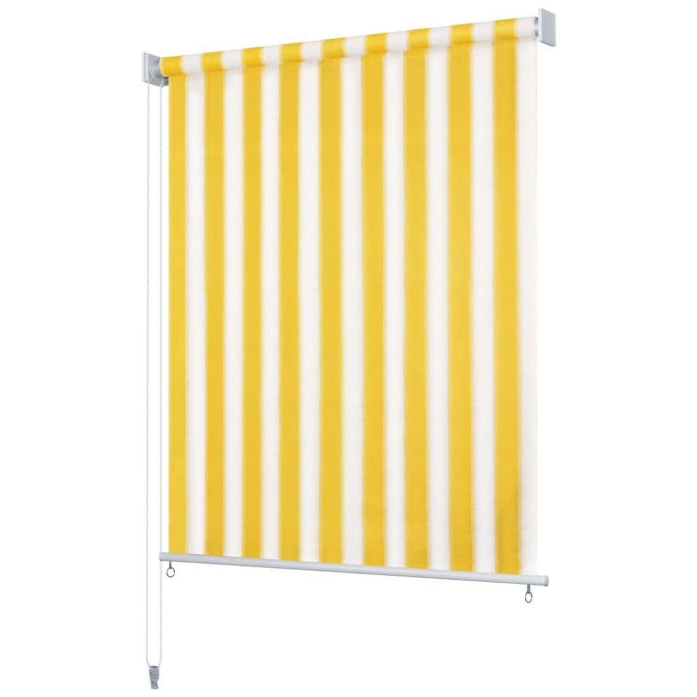 vidaXL Rullaverho ulkotiloihin 220x230 cm Keltainen ja valkoinen
