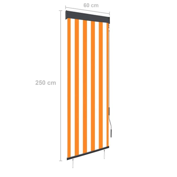 vidaXL Utendørs rullegardin 60x250 cm hvit og oransje
