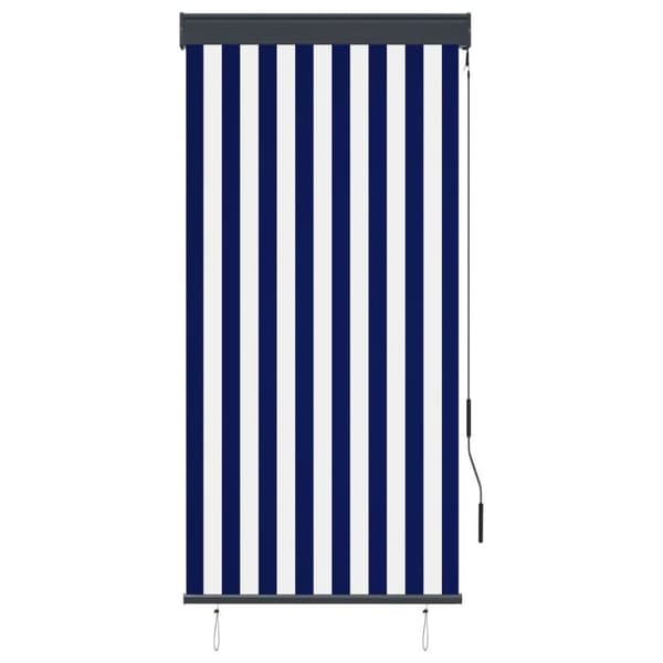 vidaXL Utendørs rullegardin 80x250 cm blå og hvit