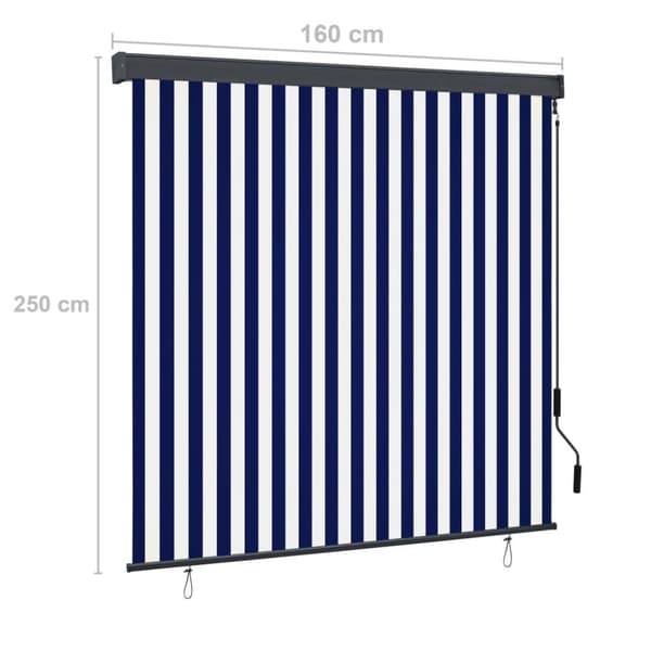 vidaXL Rullgardin utomhus 160x250 cm blå och vit