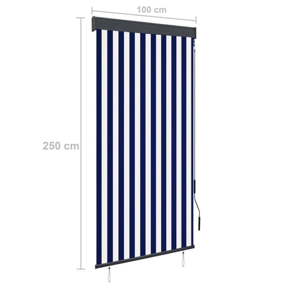 vidaXL Rullgardin utomhus 100x250 cm blå och vit