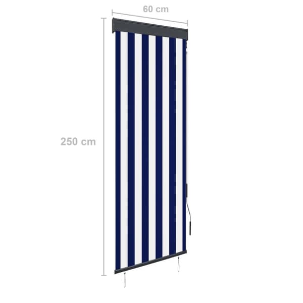 vidaXL Rullgardin utomhus 60x250 cm blå och vit