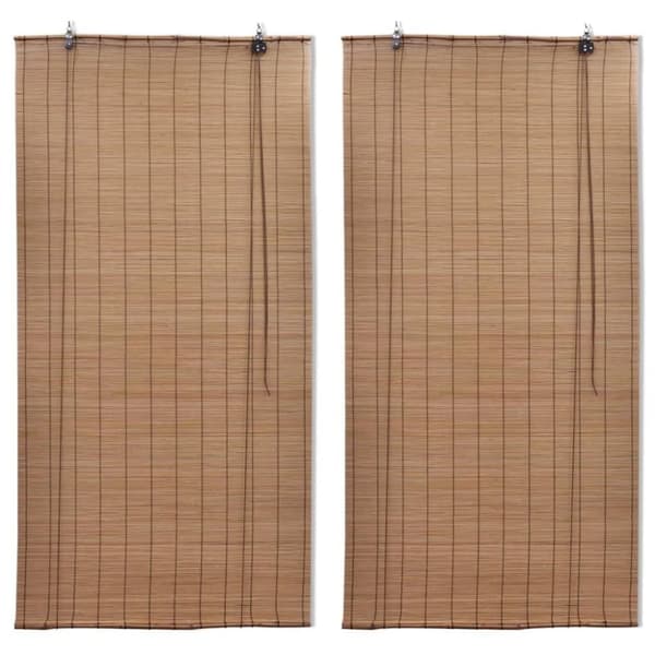 vidaXL Rullgardin bambu 2 st brun 120 x 220 cm