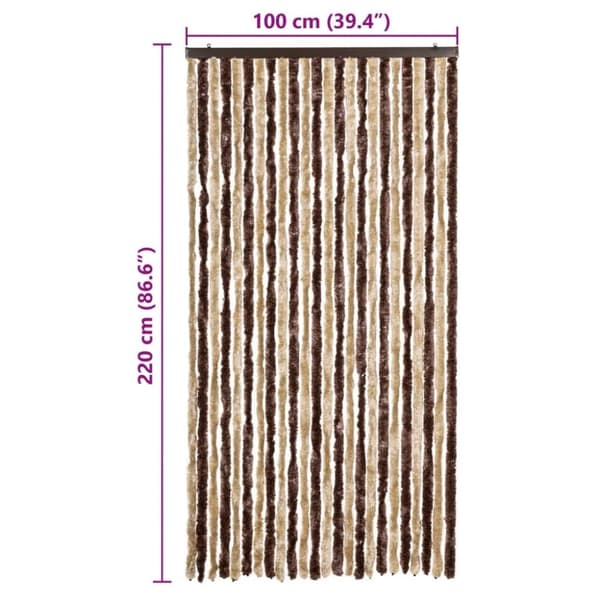 vidaXL Insektsdraperi beige och ljusbrun 100x220 cm chenille