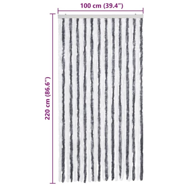 vidaXL Insektgardin grå og hvit 100x220 cm chenille