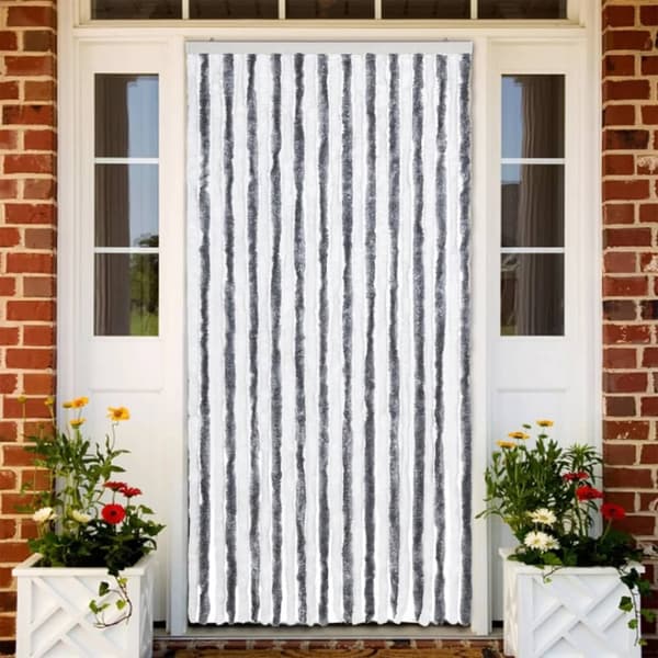 vidaXL Insektgardin grå og hvit 100x220 cm chenille