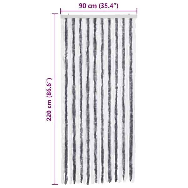 vidaXL Insektgardin grå og hvit 90x220 cm chenille